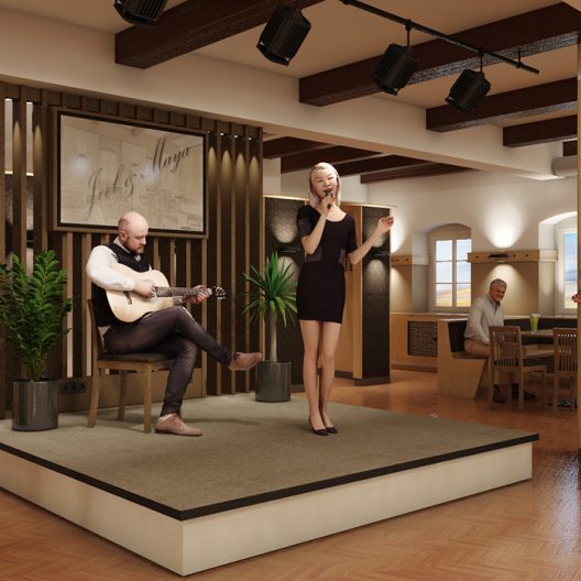 Hotwirt Seekirchen Bühne im Veranstaltungssaal